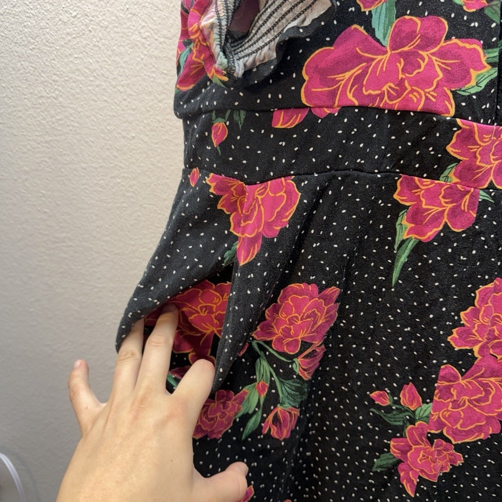 Torrid 5 / 5X Tea Length Stretch Challis Sweetheart Dress POLKA DOT Floral - Picture 4 of 11
